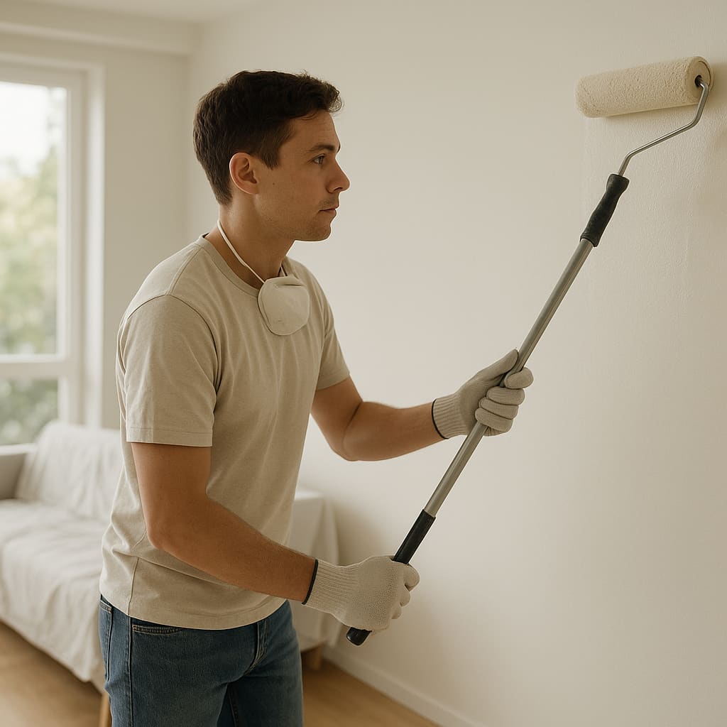 Professioneller Maler beim Innenanstrich